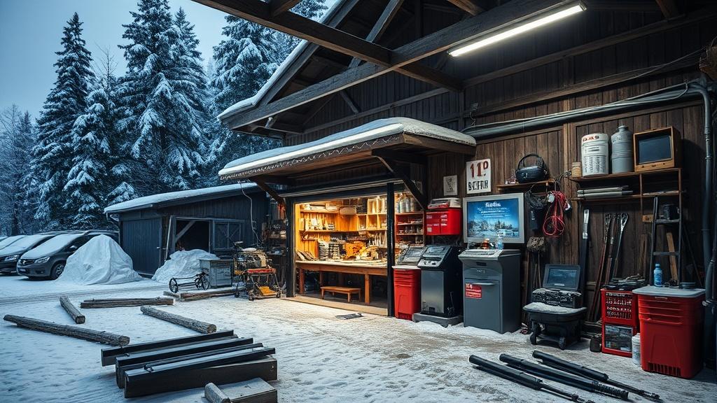 a repair shop in the taiga. a repair shop in the taiga.фото